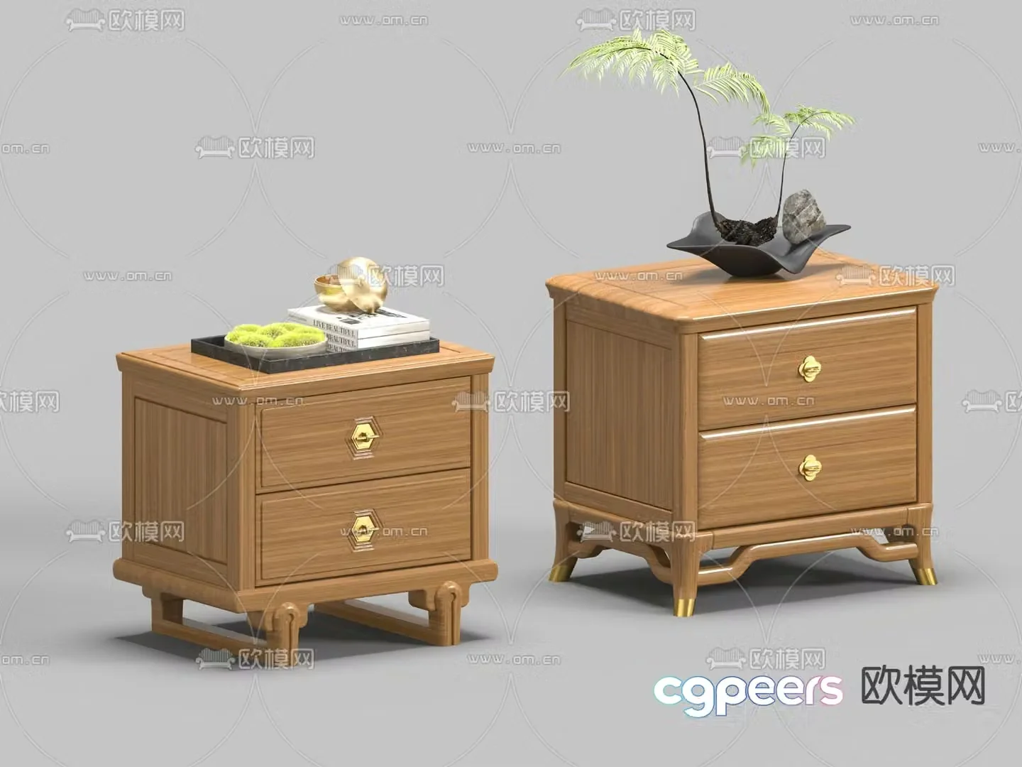 New Chinese style bedside table 3d model
