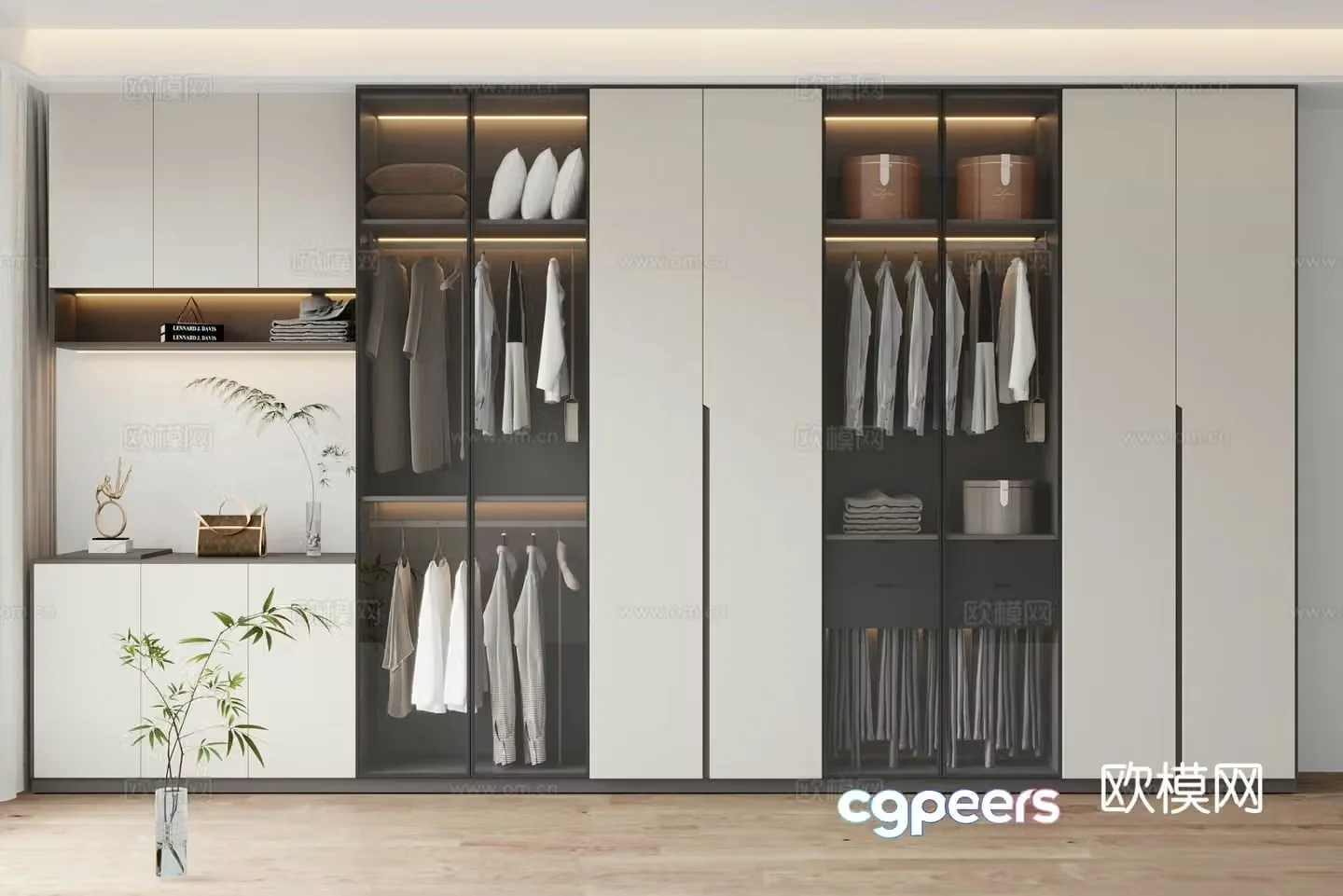Modern wardrobe dresser integrated cabinet 3d model