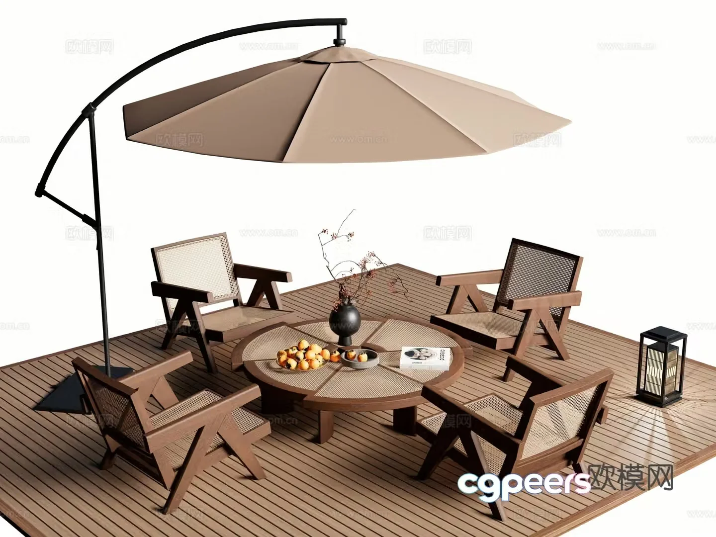 Wabi-Sabi Outdoor Tables and Chairs Leisure Tables and Chairs 3D Model