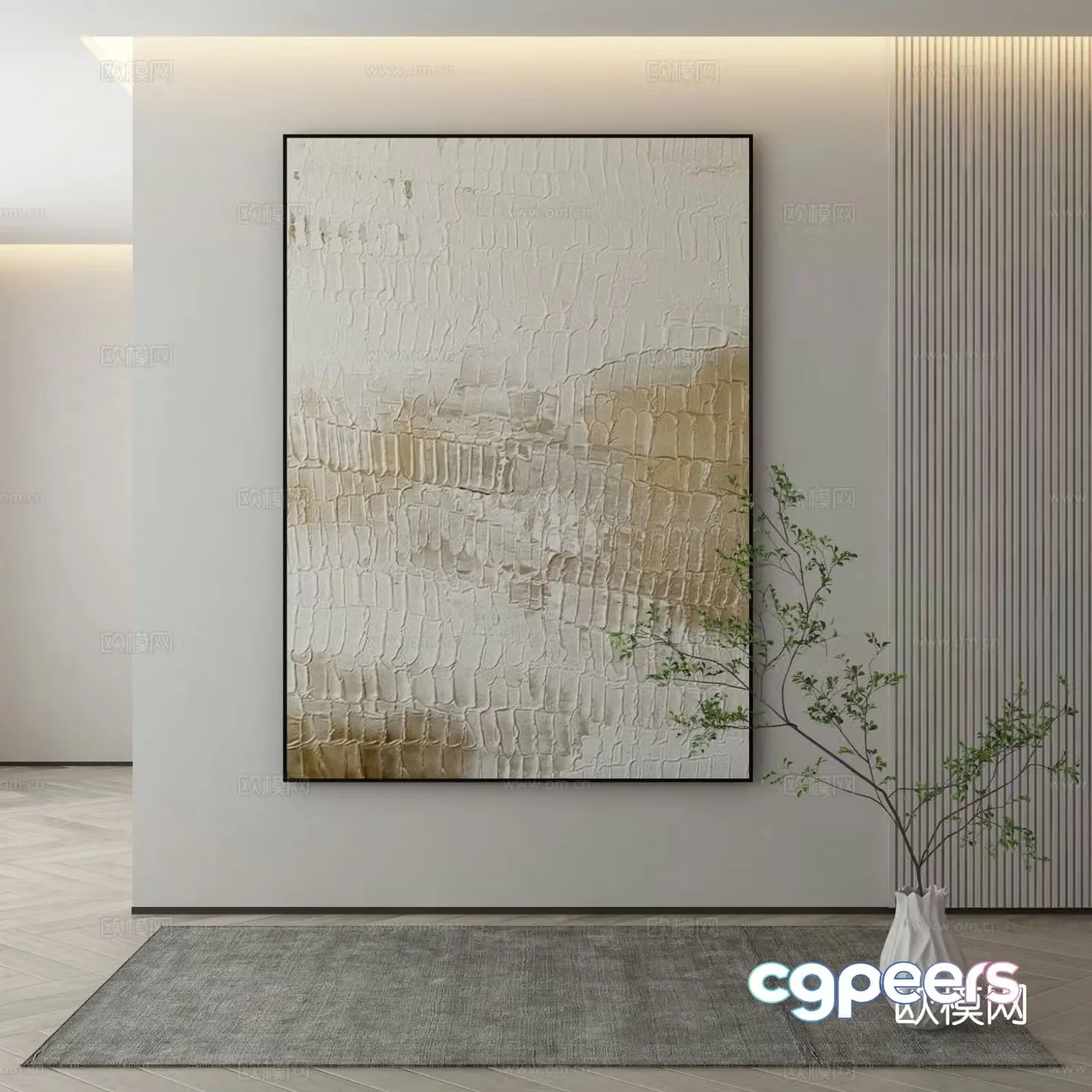 Modern decorative painting texture painting abstract painting 3d model