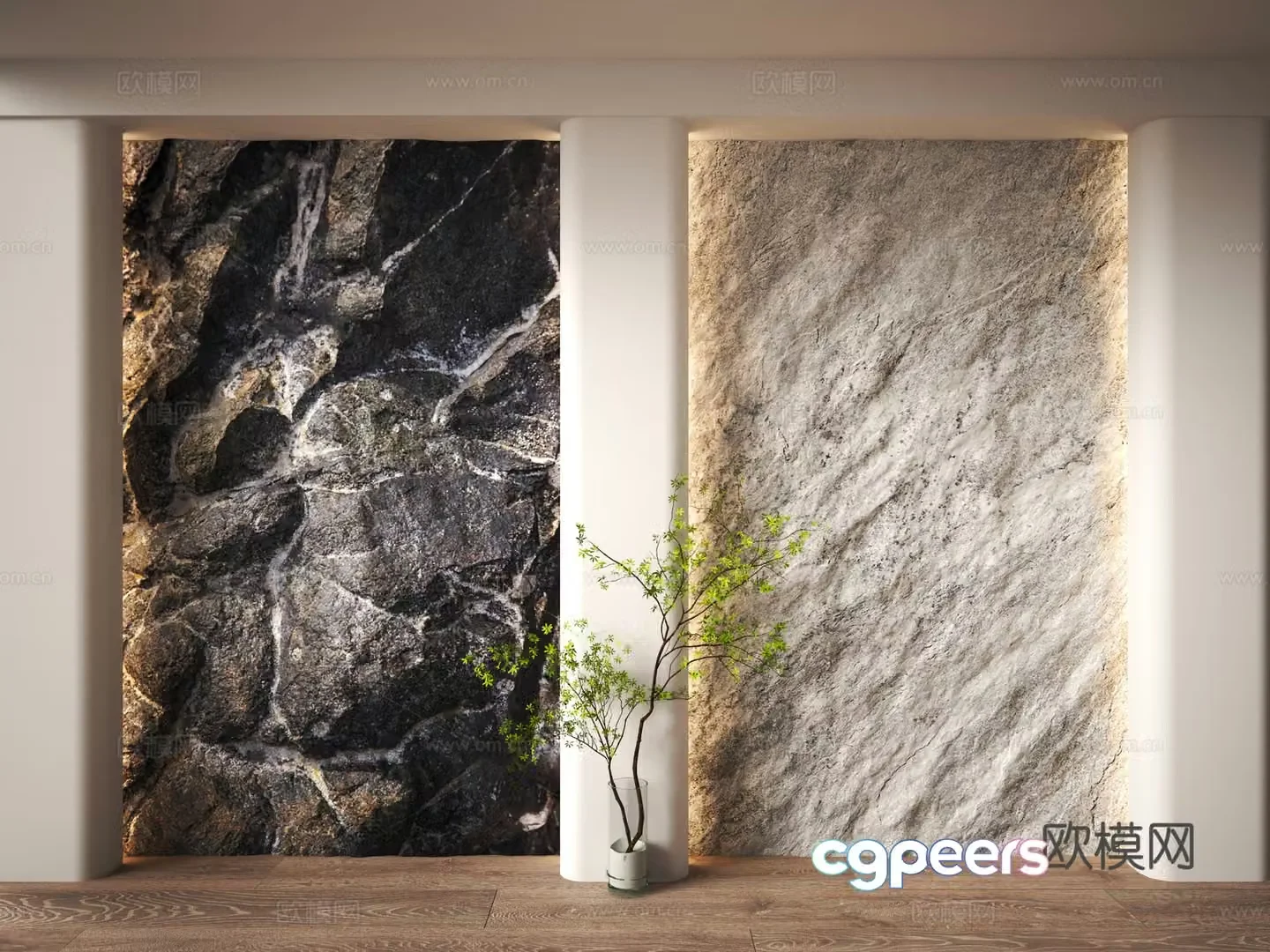 Modern wool stone background wall molten rock 3d model
