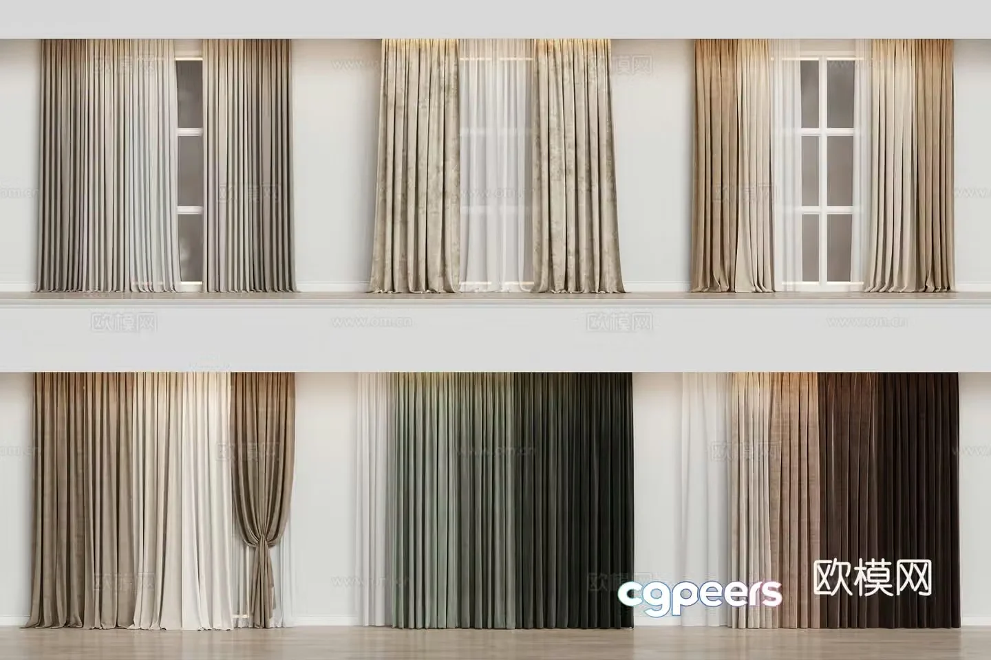 Solid color curtain 3d model