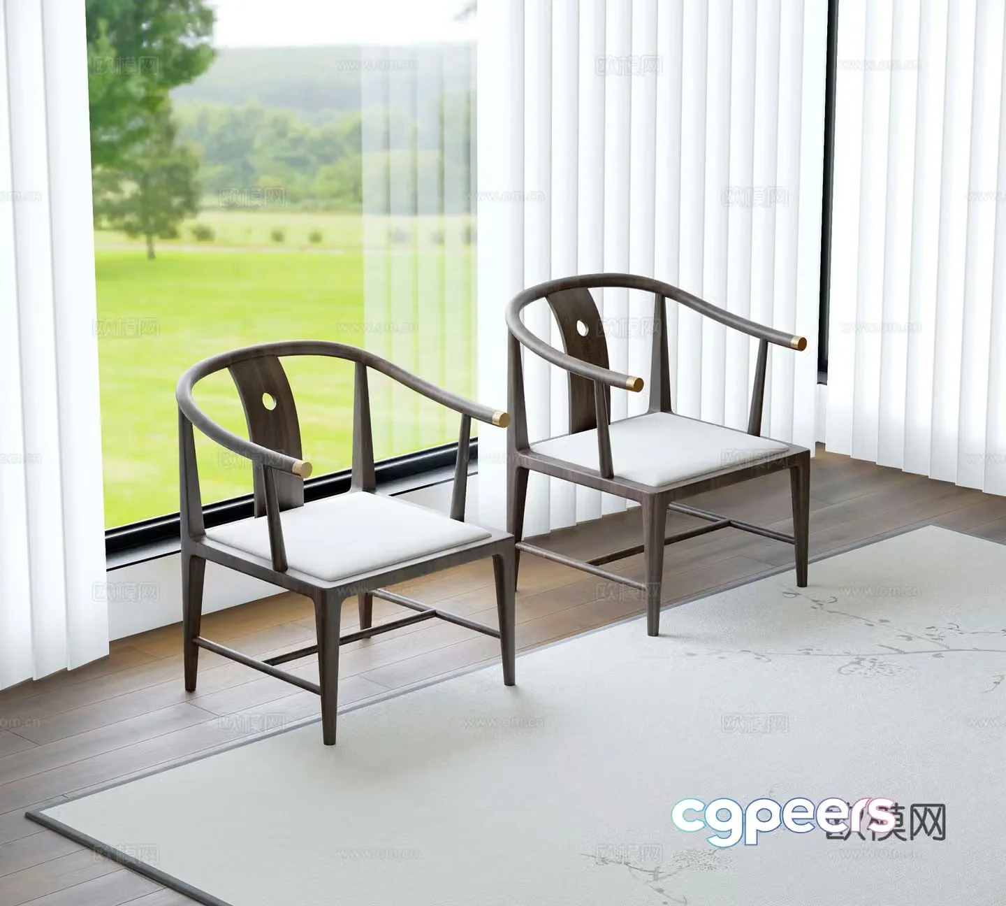 New Chinese style armchair single chair chair 3d model