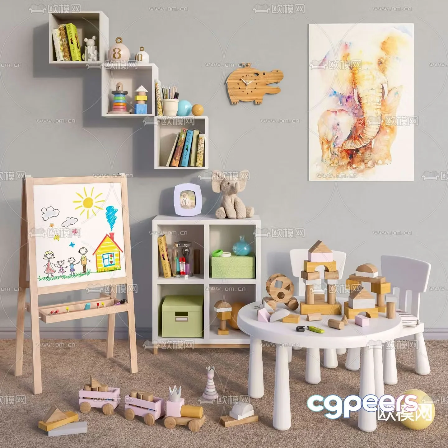 IKEA children’s table and chair toys 3d model