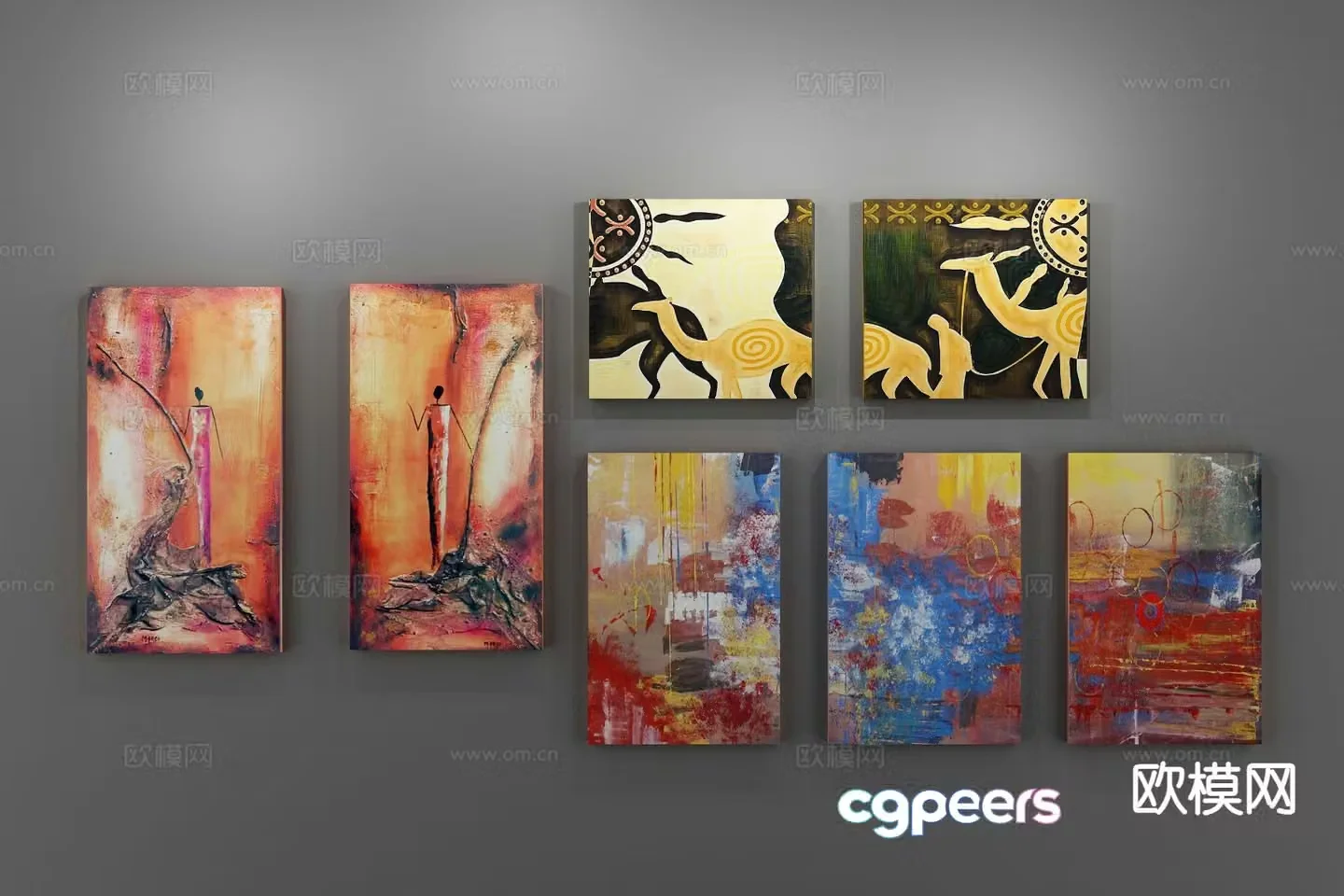 Decorative painting texture painting hanging painting 3d model