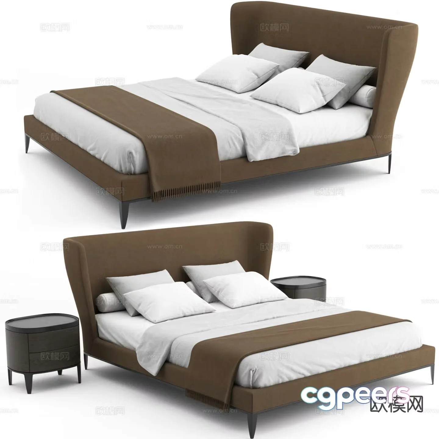 Modern double bed 3d model