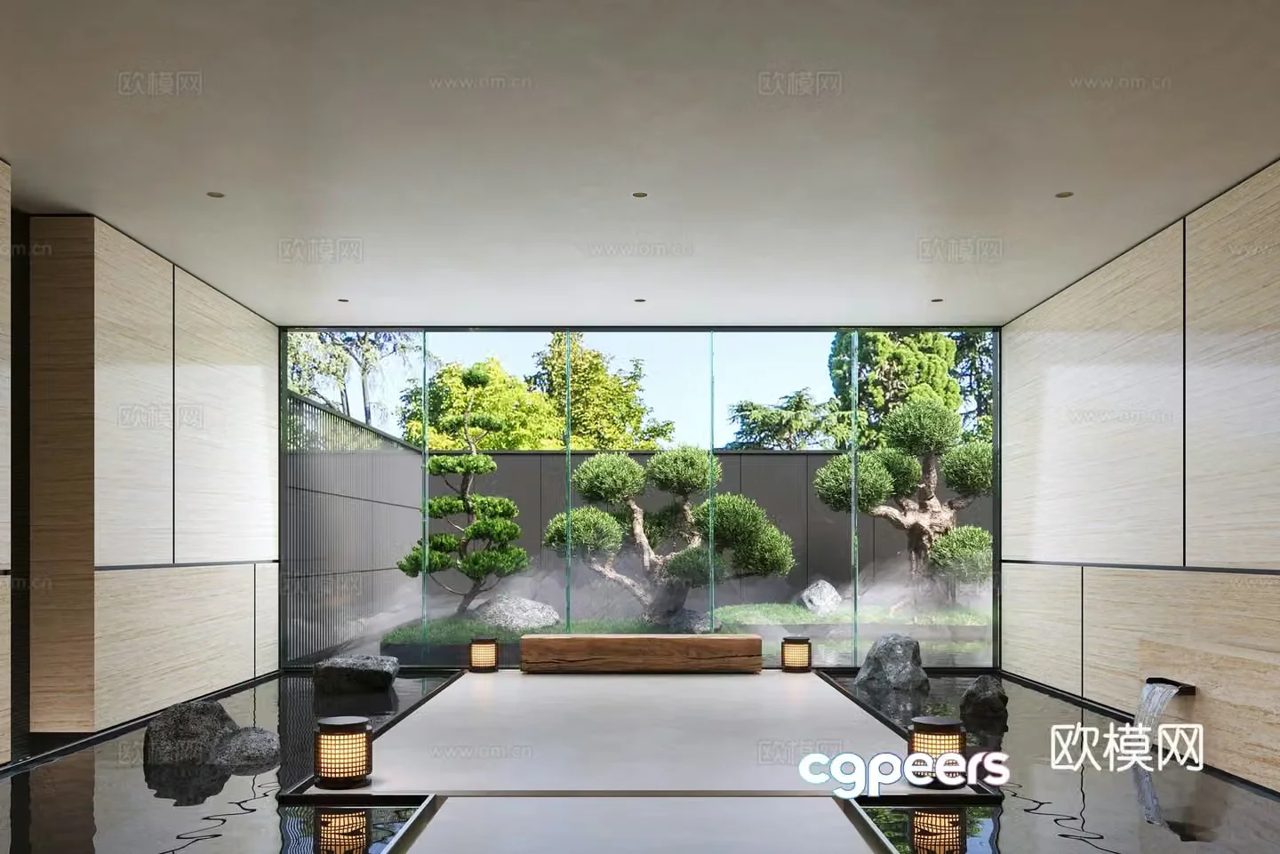 Modern indoor landscape landscaping water scenery flowing water landscape 3D model