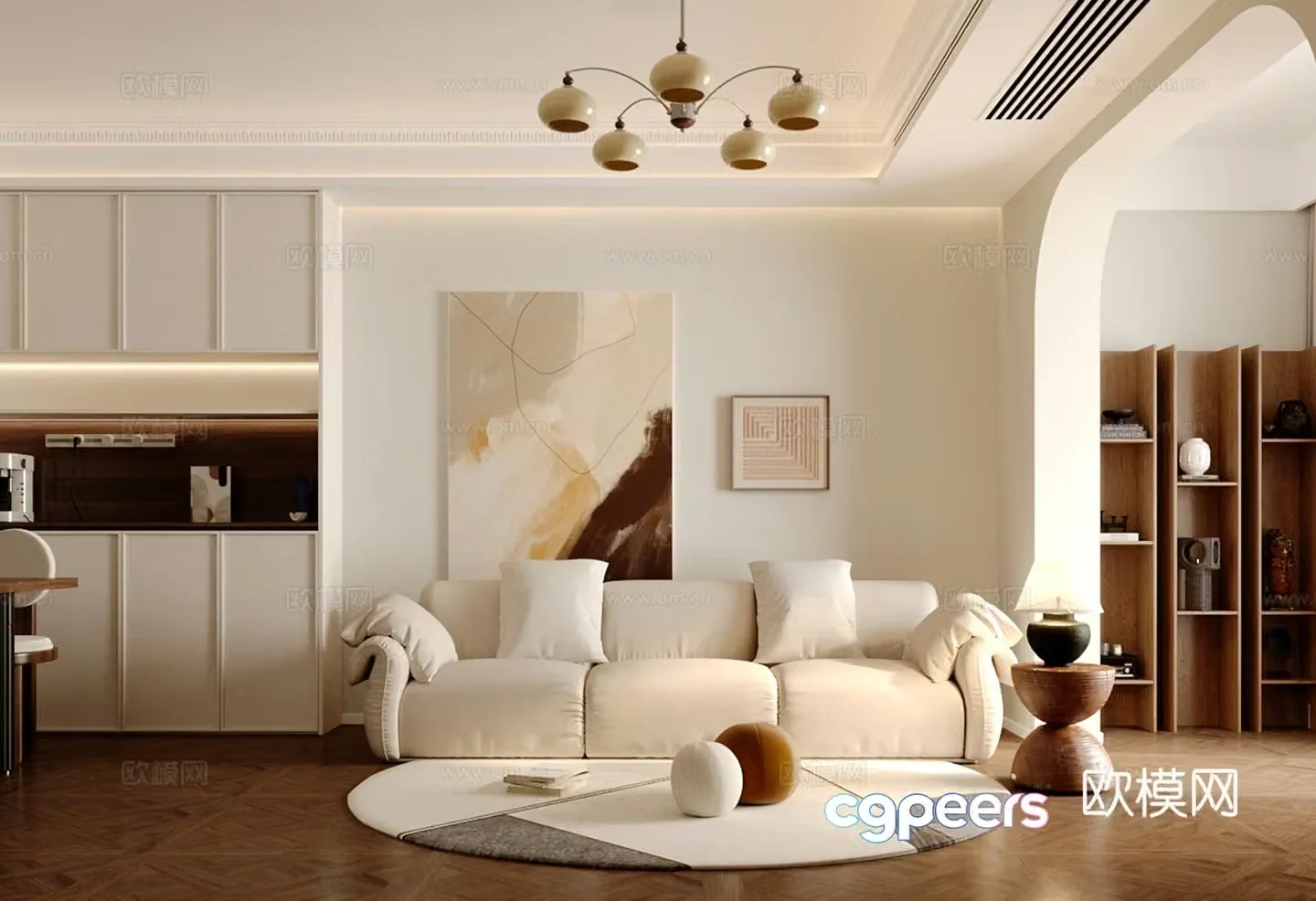 Waviva Home Living Room Small Living Room Sofa Coffee Table Combination 3D Model