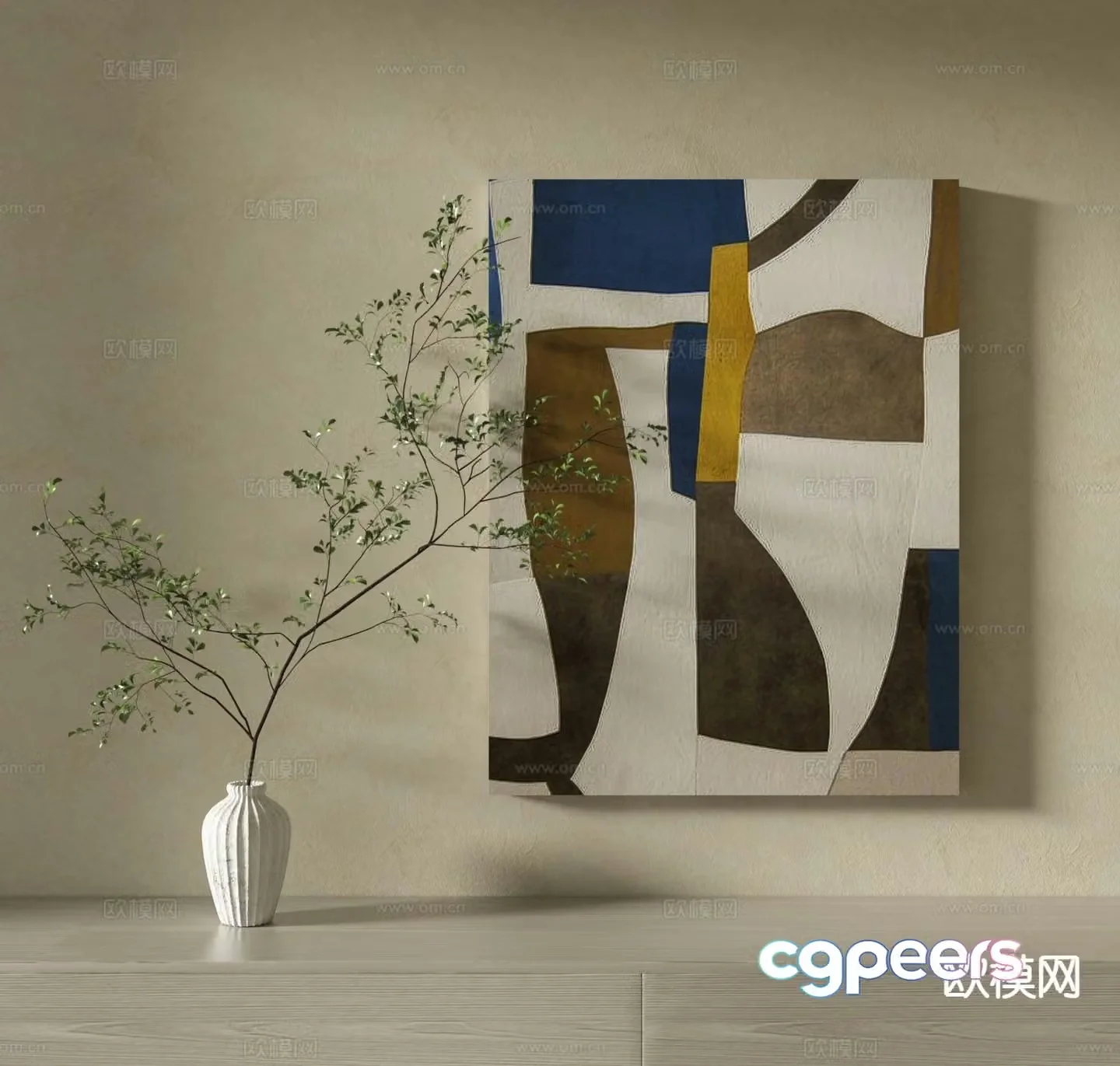 Wabi-sabi art painting texture painting decorative painting 3d model