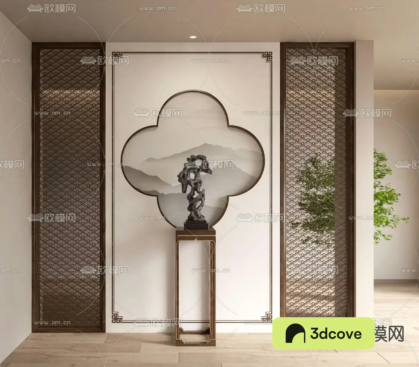New Chinese style entrance partition Grid