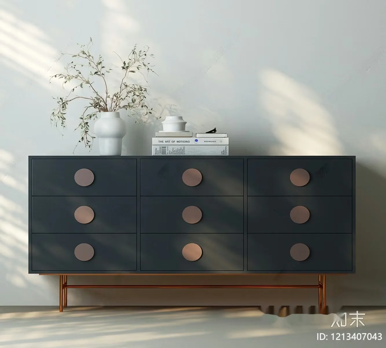 Modern Dresser With Copper Accents 3D Model – 14595 – VRAY Render