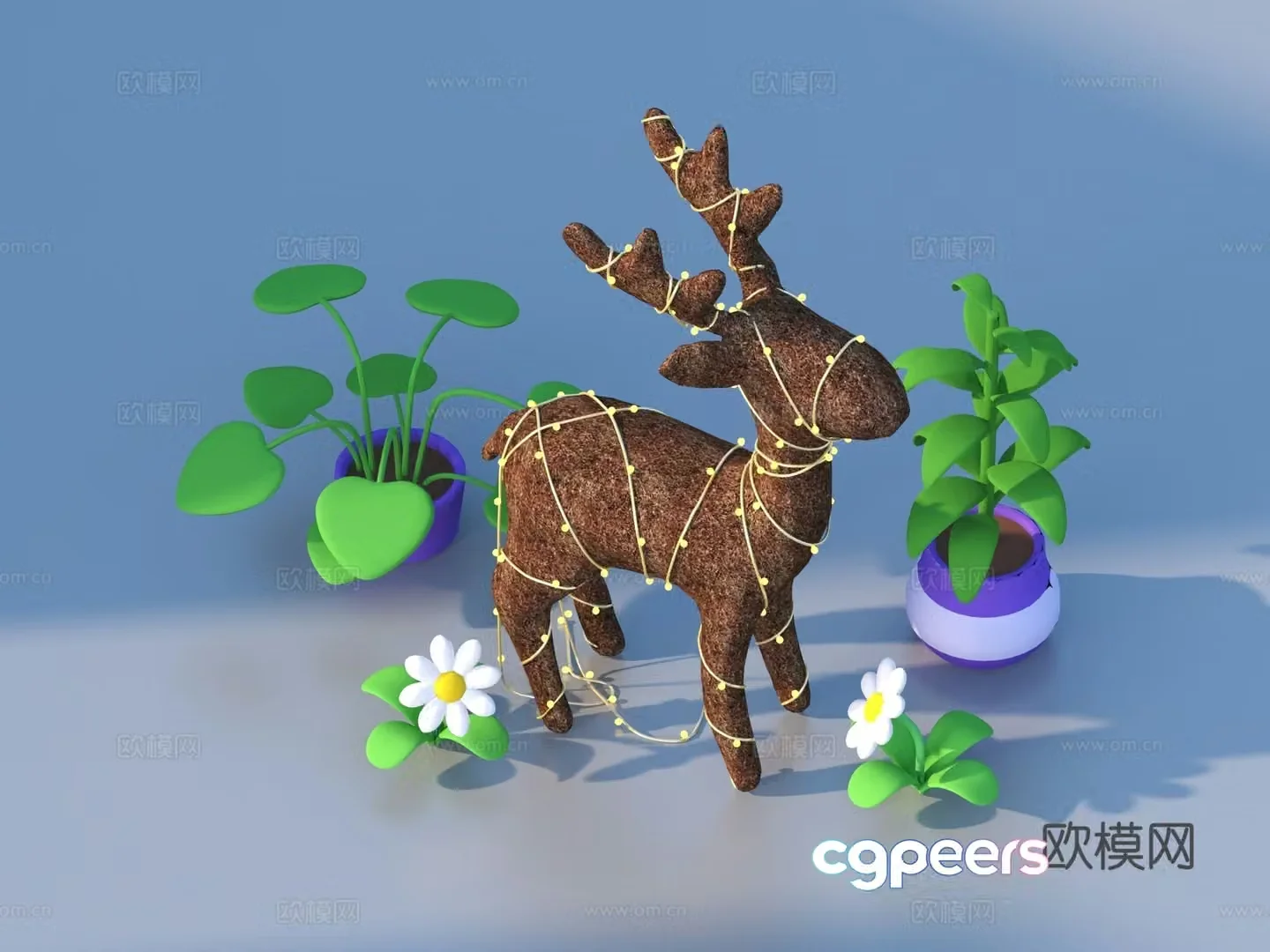 Cartoon sika deer toy 3d model