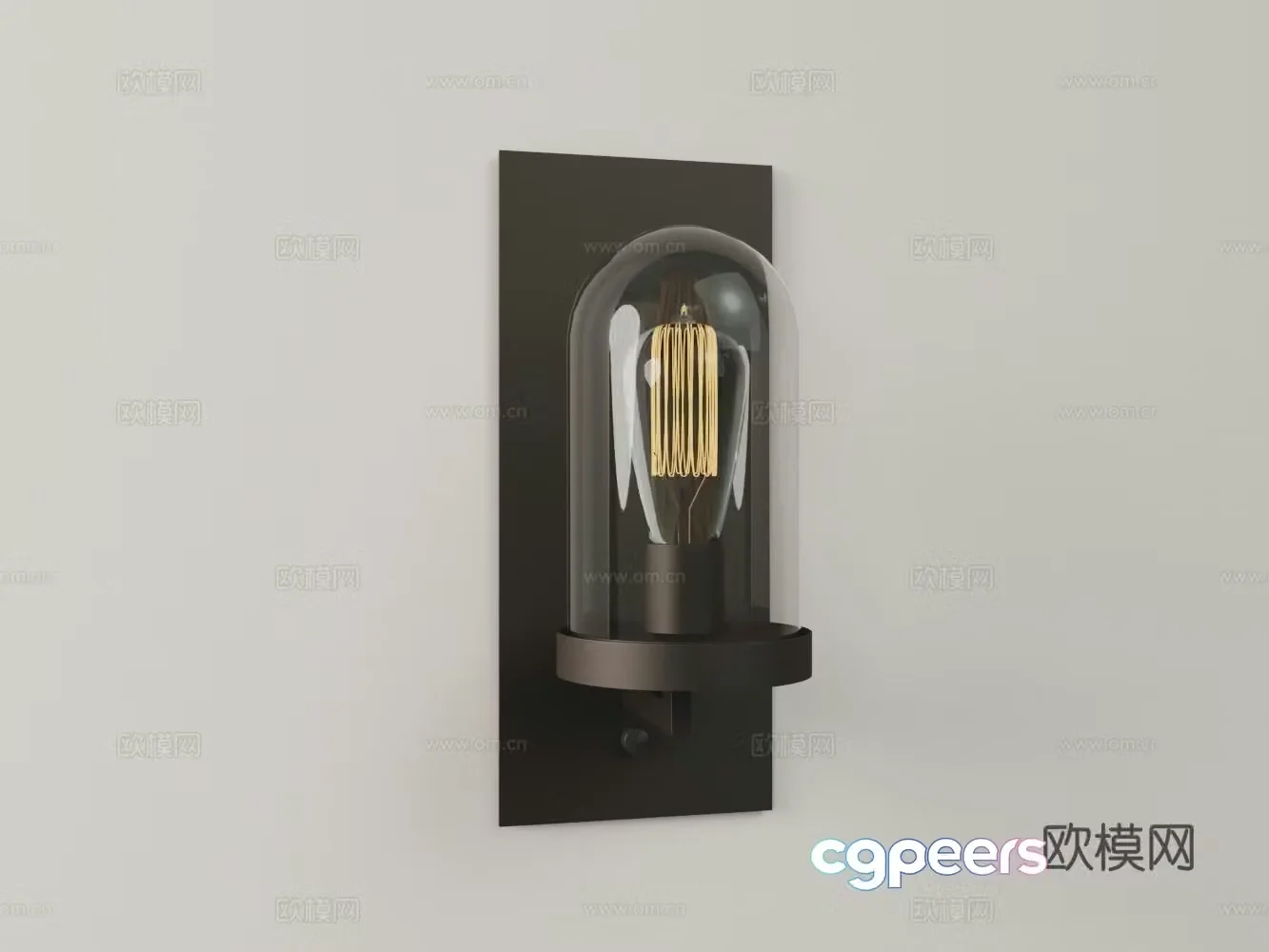 Modern metallic glass lampshade wall lamp 3d model