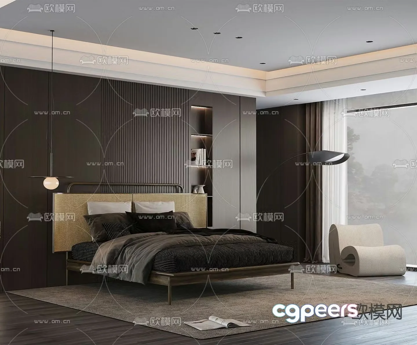 Italian double bed 3d model