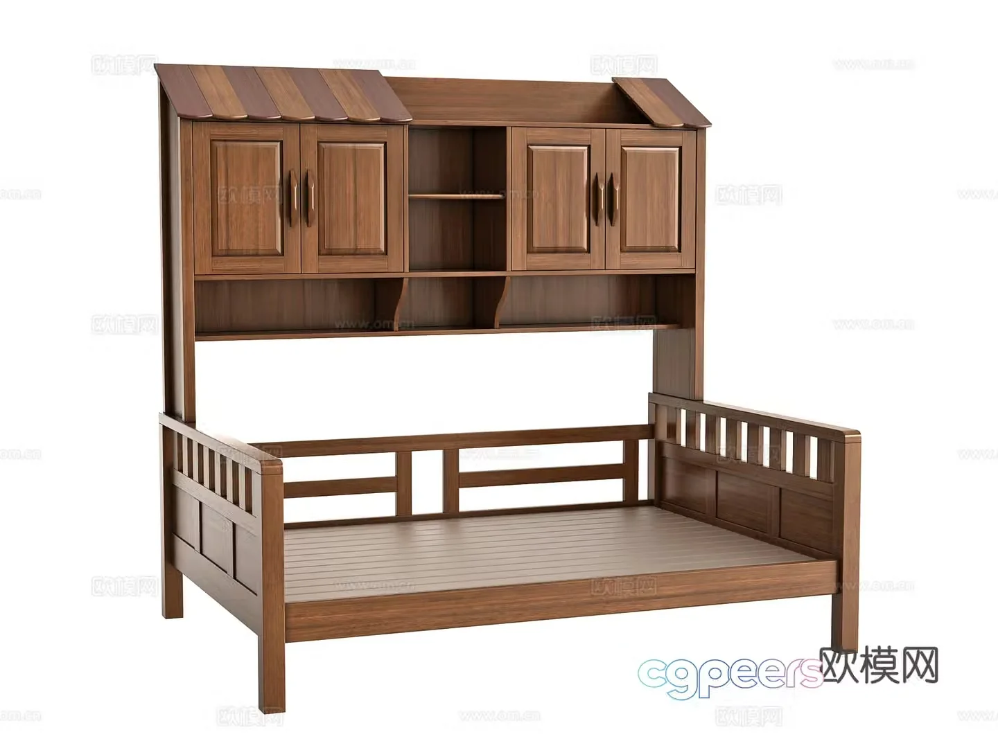 American style up and down bookshelf bed 3D model