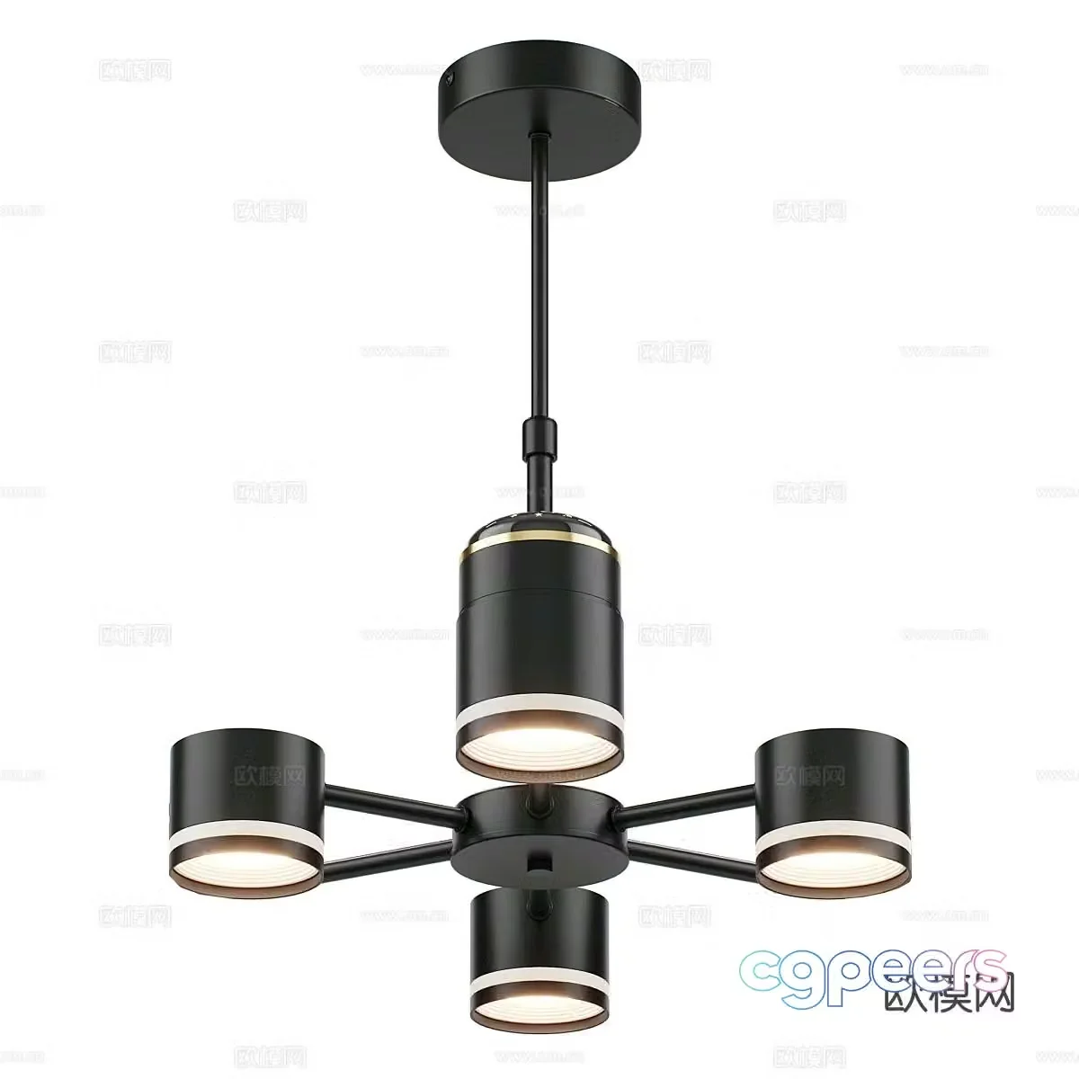 Modern multi-head chandelier 3d model