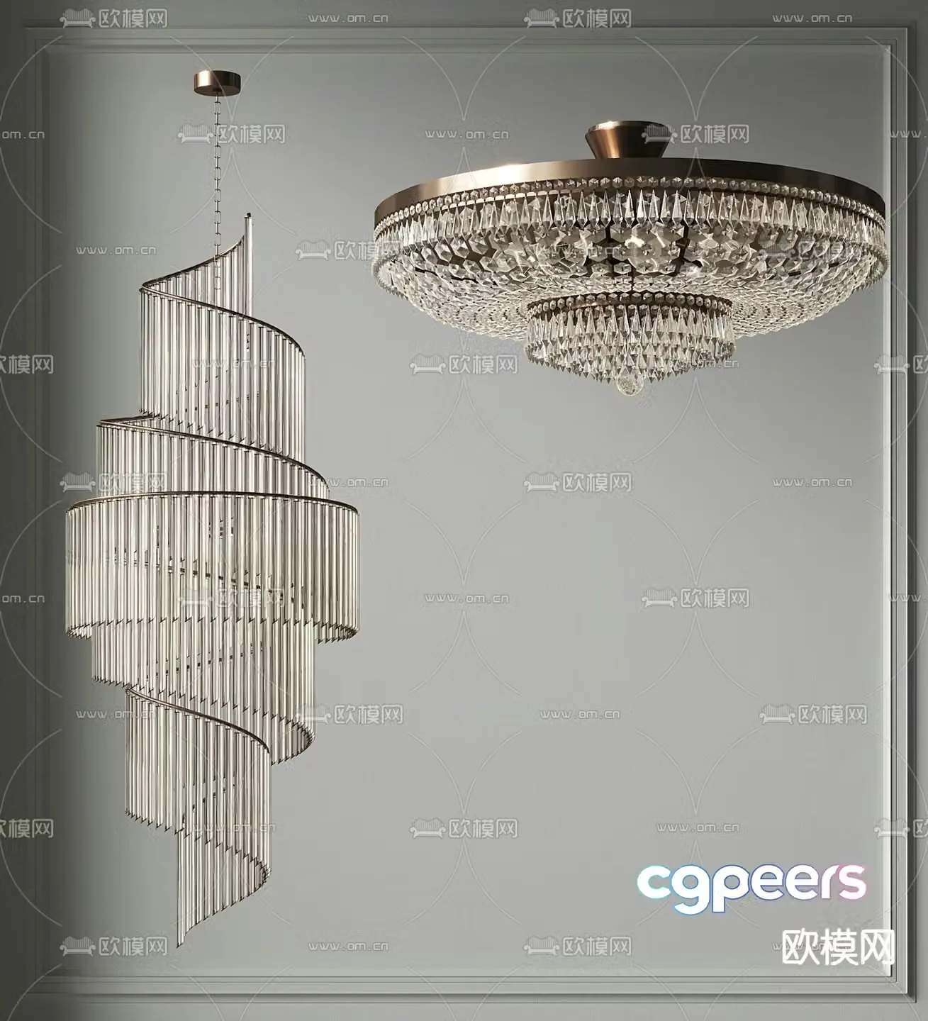 Crystal chandelier Villa crystal lamp 3d model