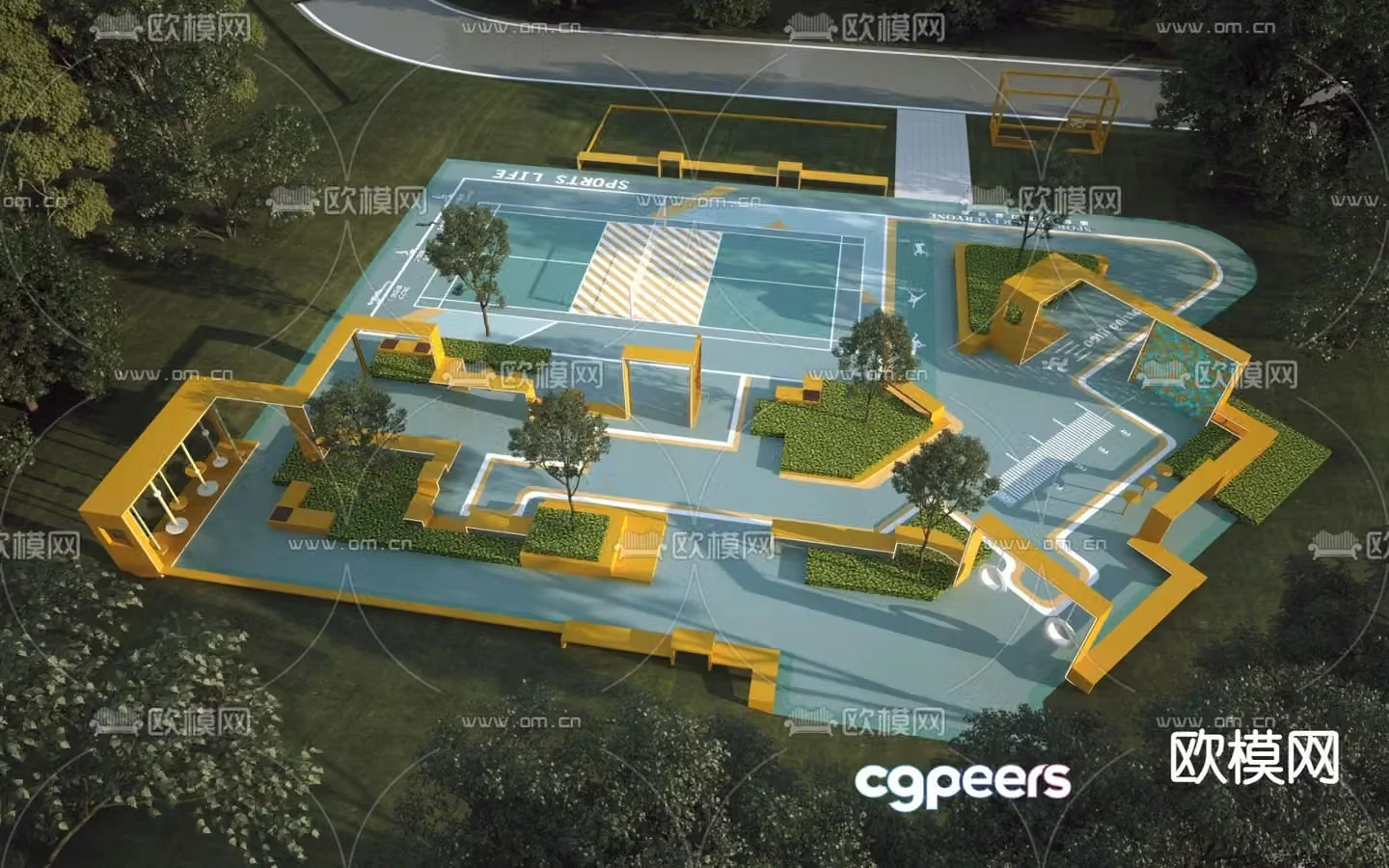 Commercial interactive landscape park landscape 3d model