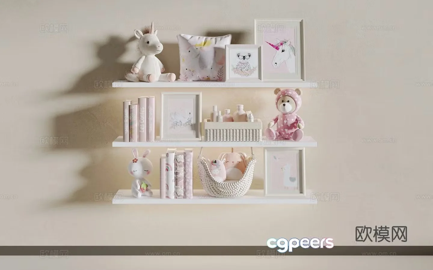 Daughter room toy bookshelf 3d model