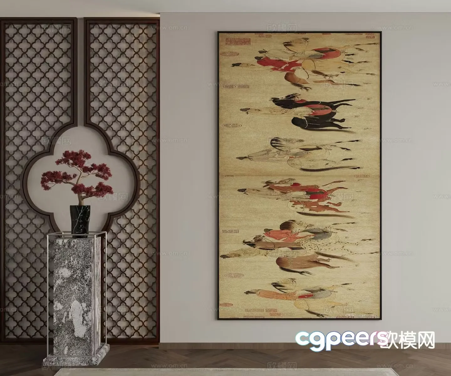 New Chinese style decorative painting art painting hanging painting 3d model