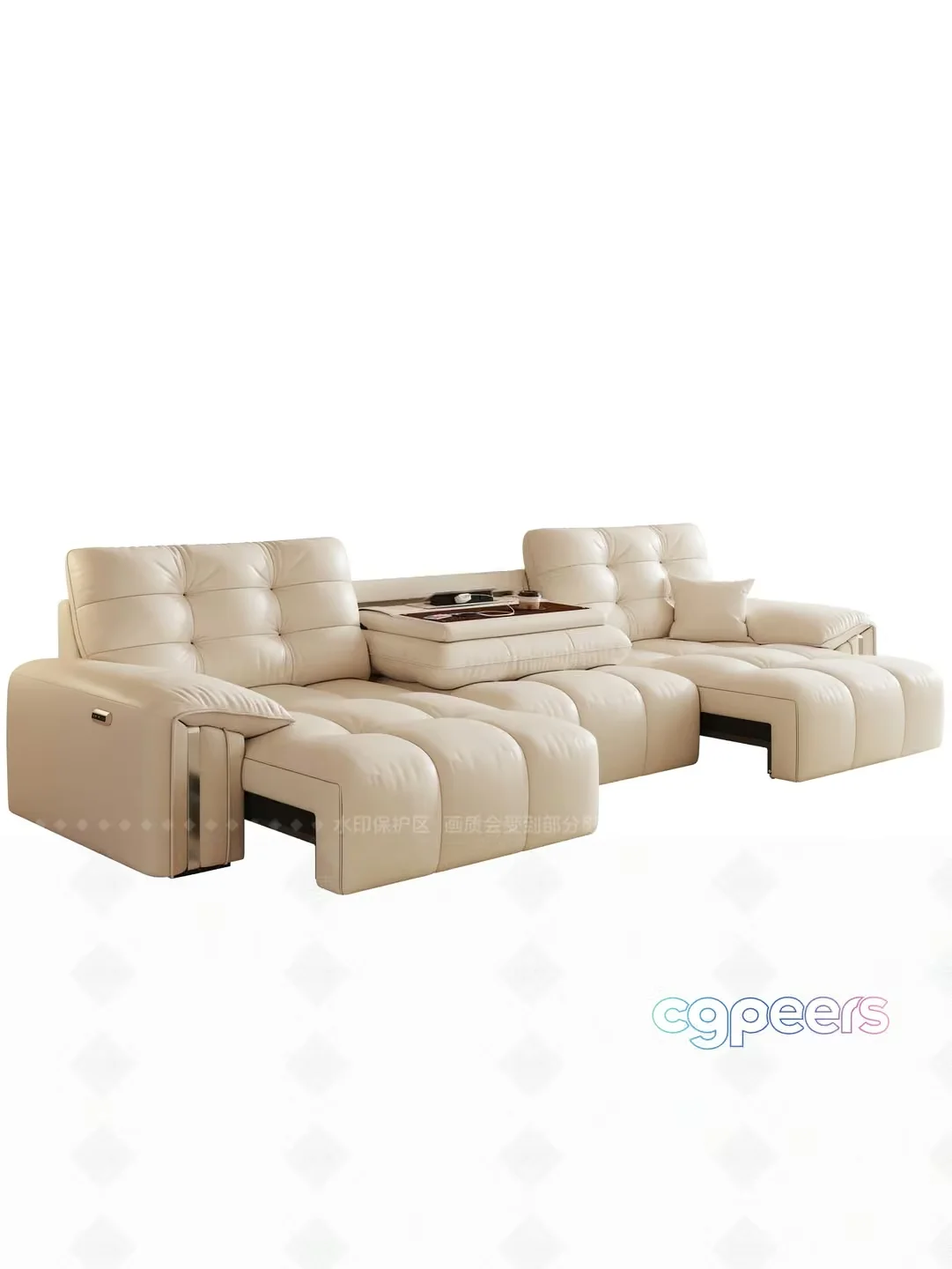 Modern Cream L-Shaped Sofa 3D Model – 10934 – VRAY Render