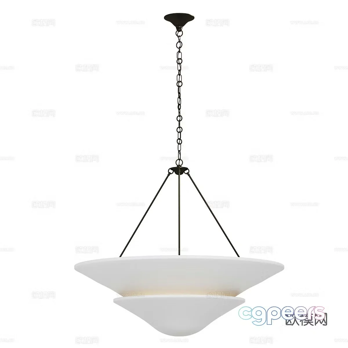 New Chinese style disc decorative chandelier 3D model