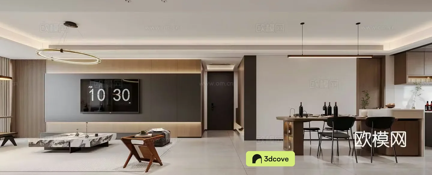 Modern light luxury living and dining room