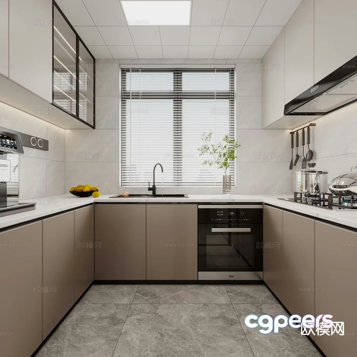 modern kitchen cabinet 3d model