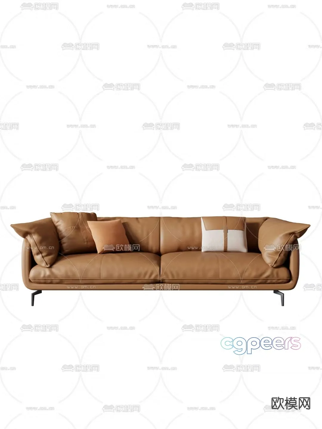 Double sofa leather sofa 3d model