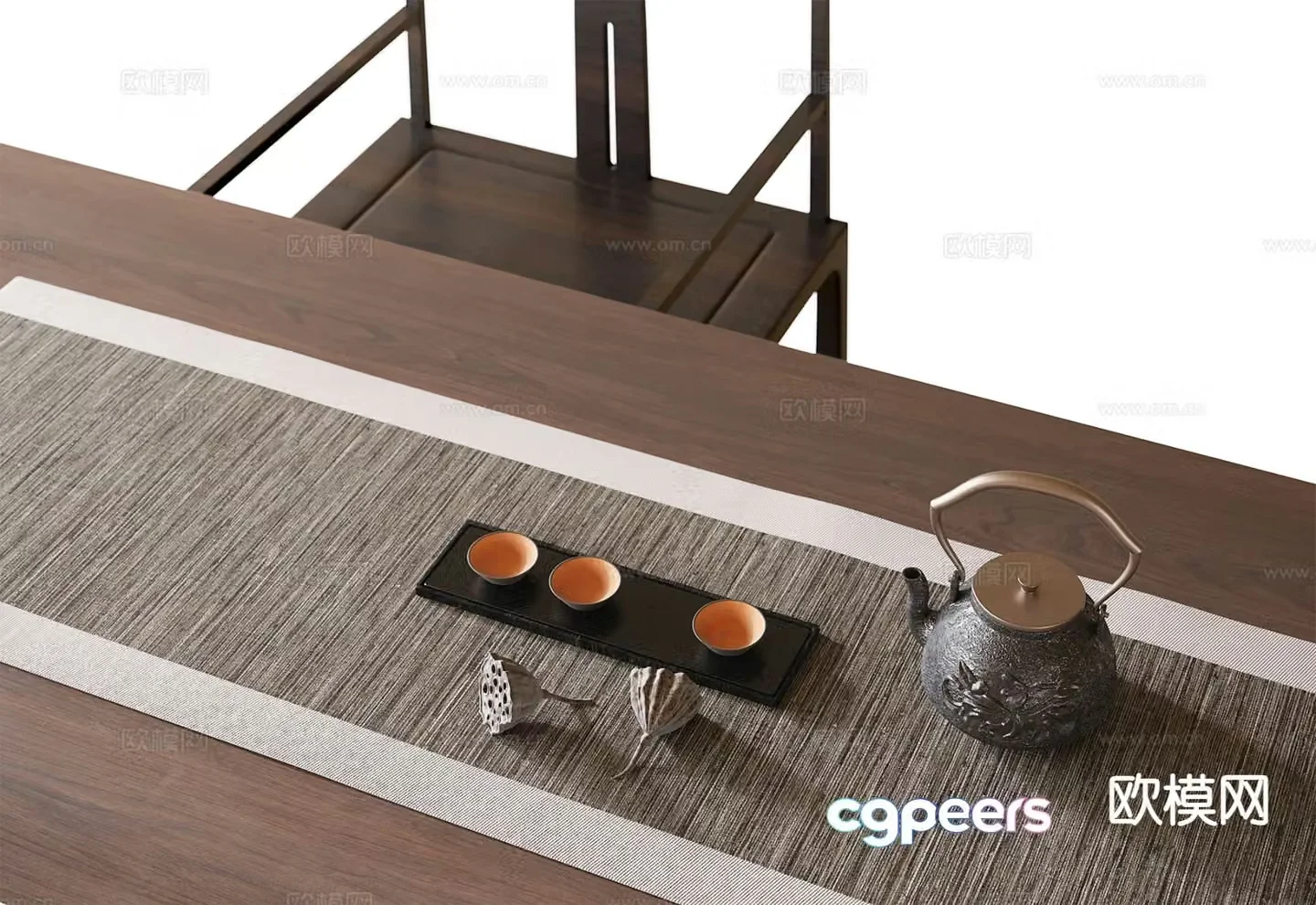 New Chinese tea set ornaments teapot teacup 3d model