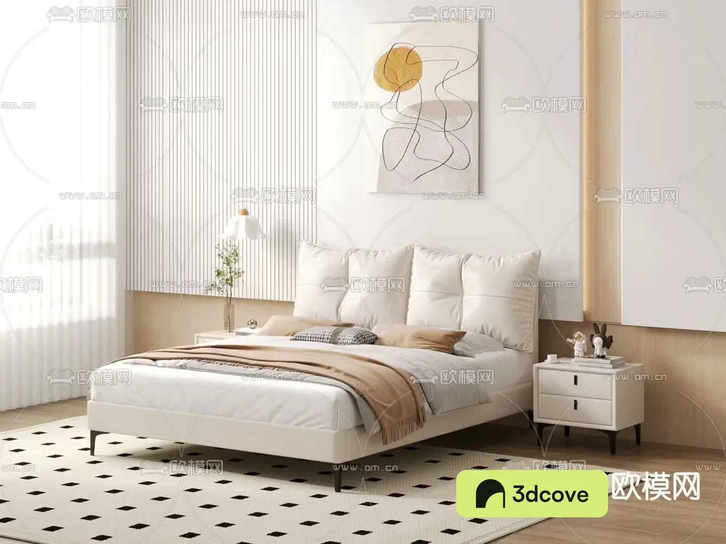 Cream style double bed