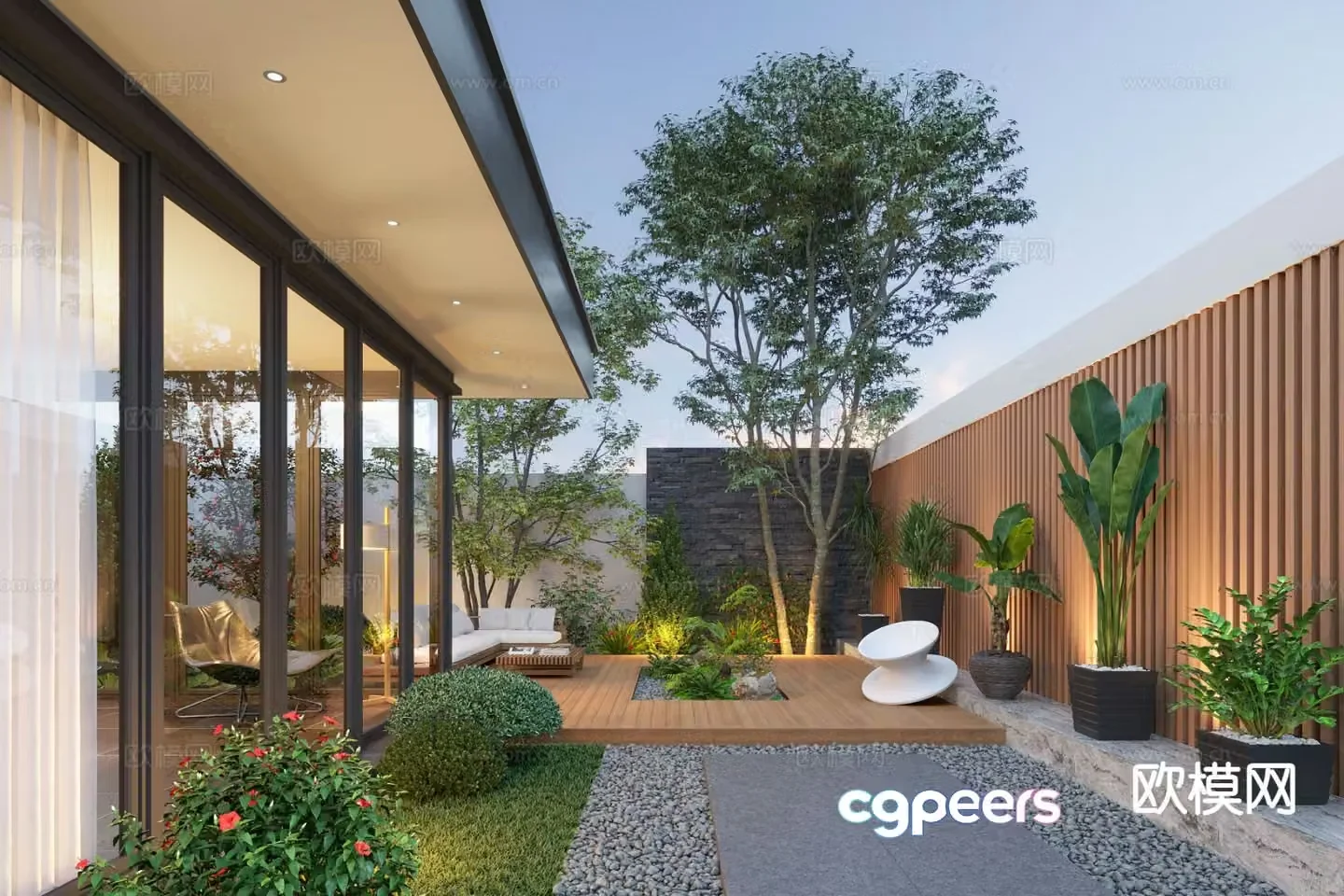 Courtyard landscape home courtyard 3d model