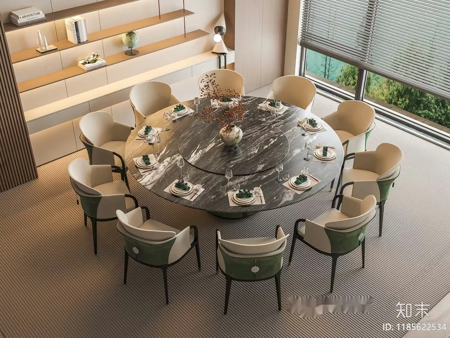 Round Dining Table With Marble Top 3D Model – 778 – CORONA Render