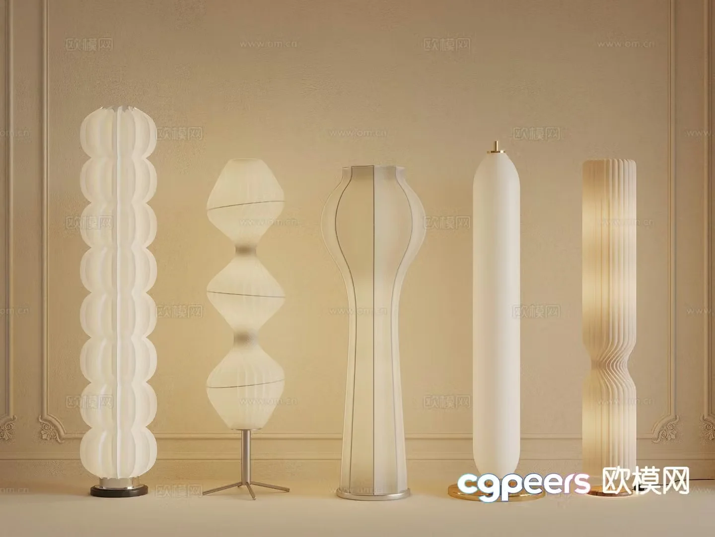 Cream style floor lamp 3d model