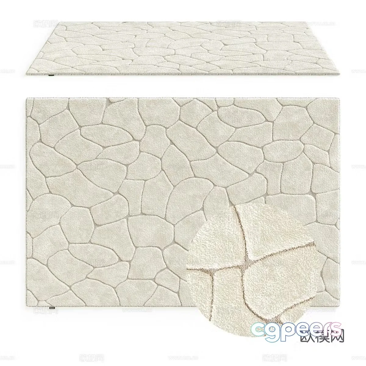 Modern cream style fabric carpet 3d model