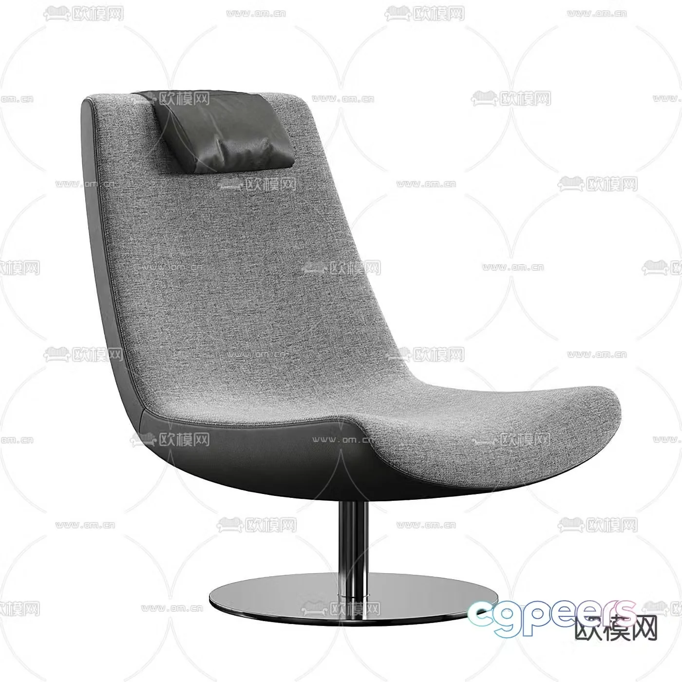 Giorgetti modern gray fabric lounge chair 3d model
