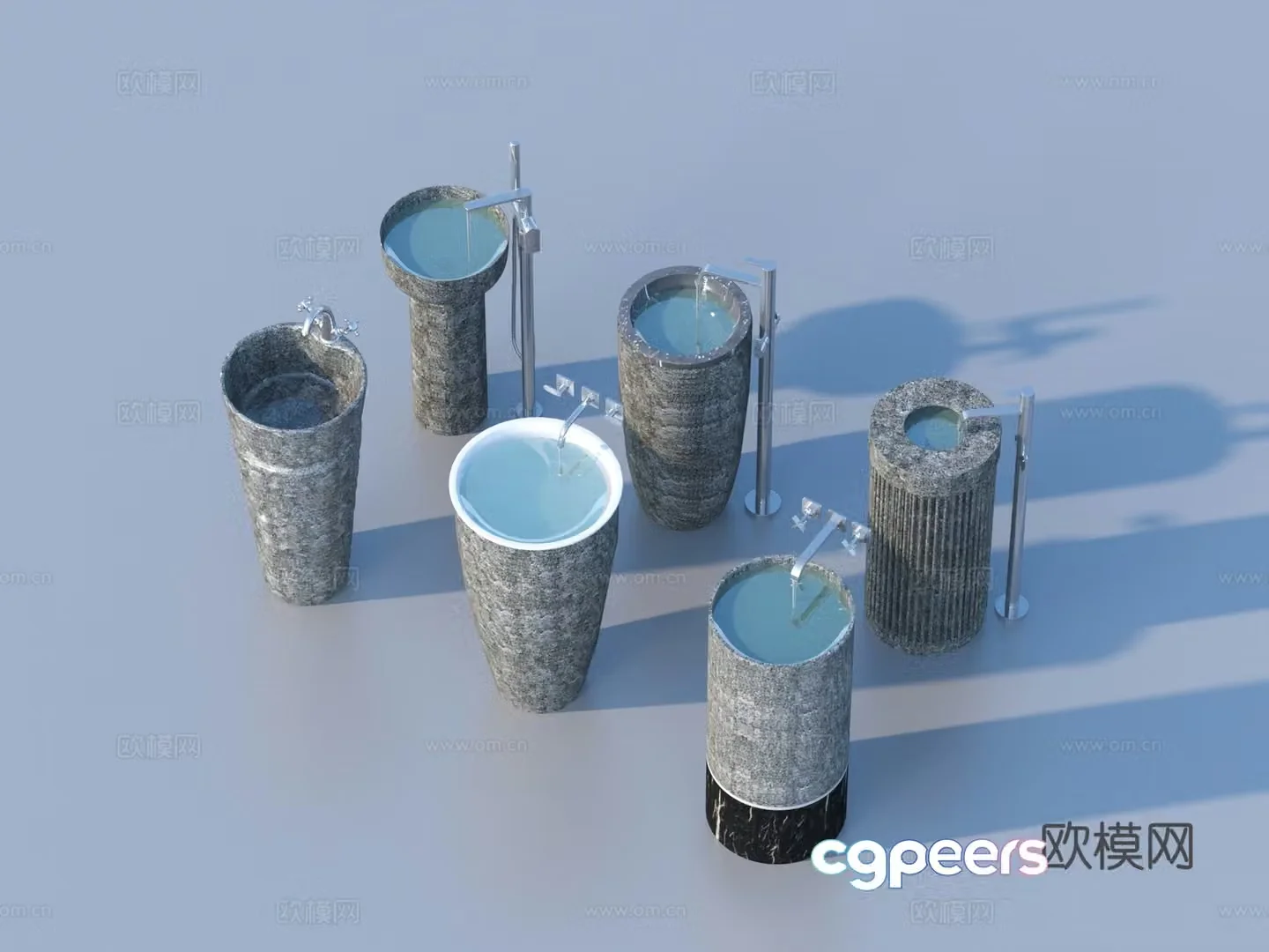 Wash basin washing station stone trough 3D model