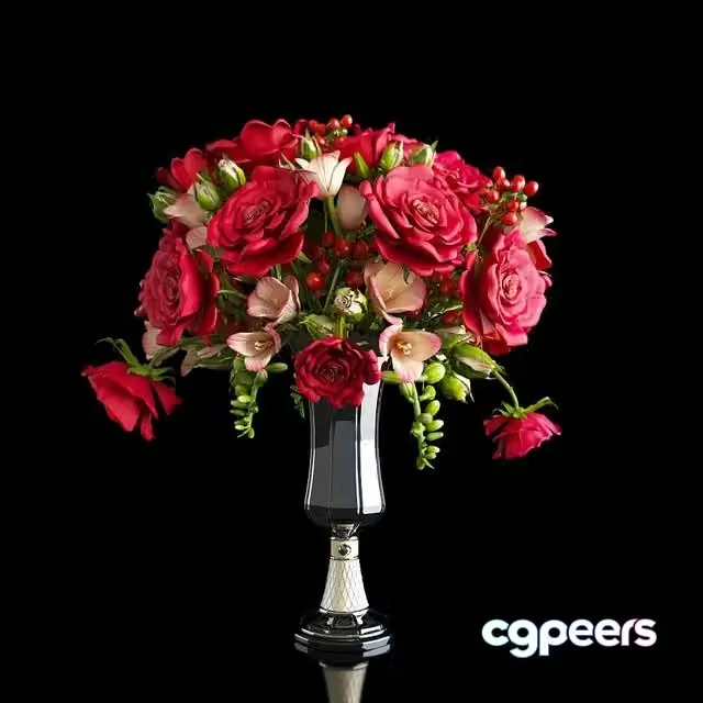 3ds Max Free – Bouquet of red roses