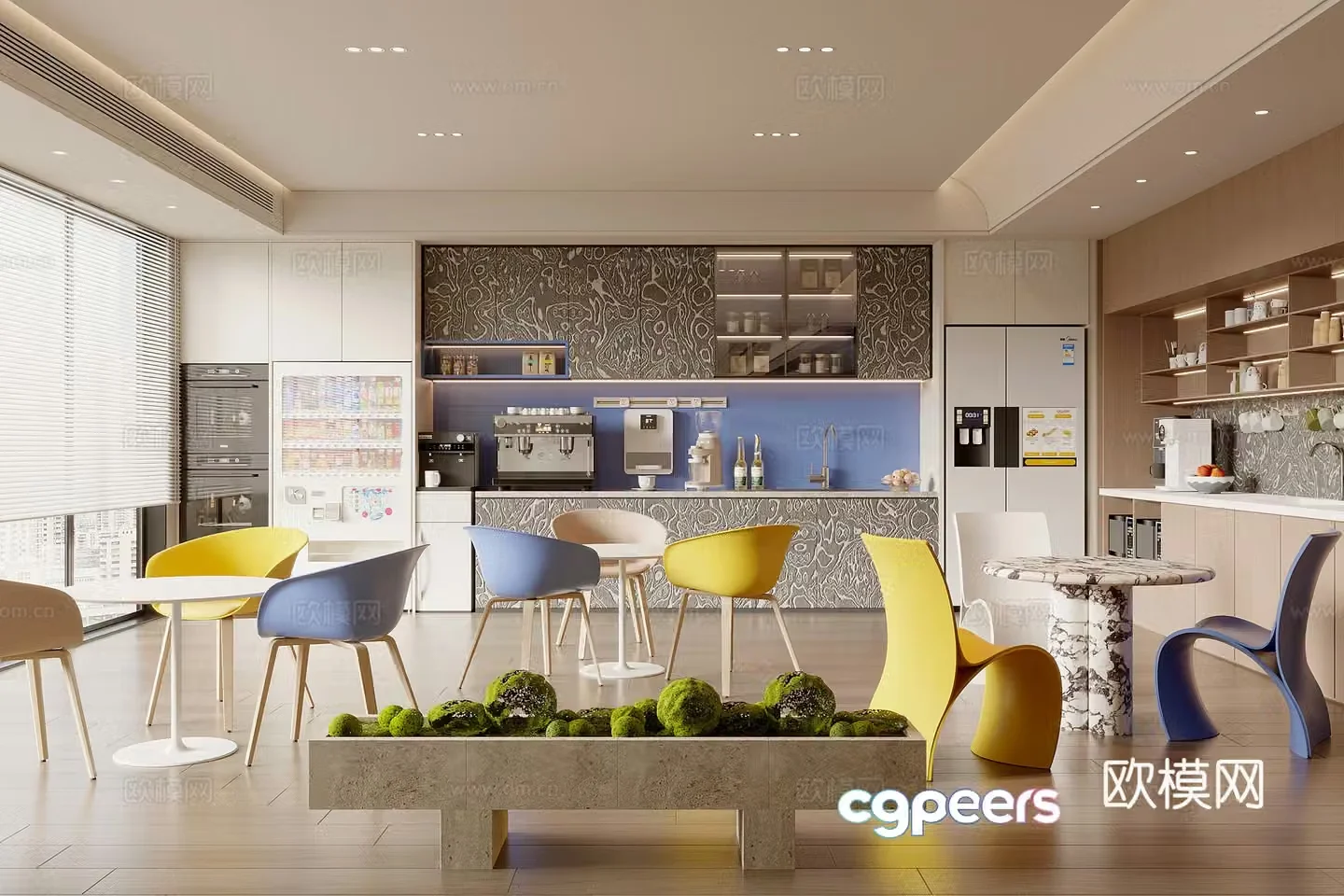 Modern office pantry 3d model