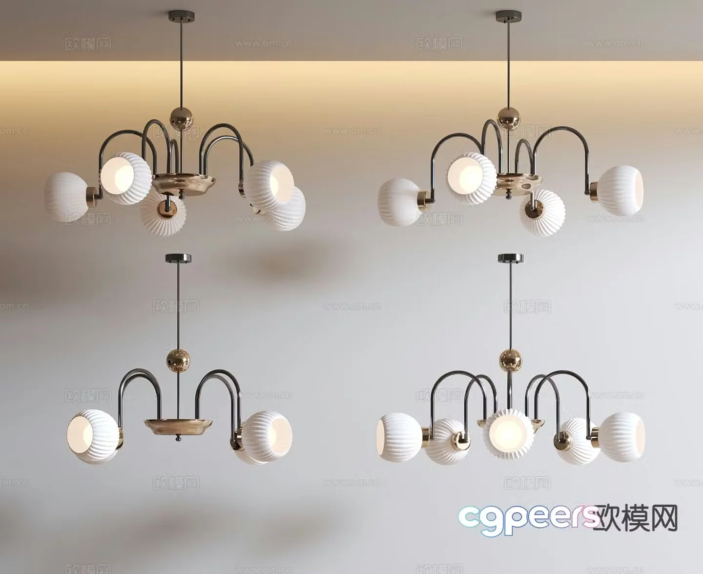 French chandelier multi-head chandelier 3d model