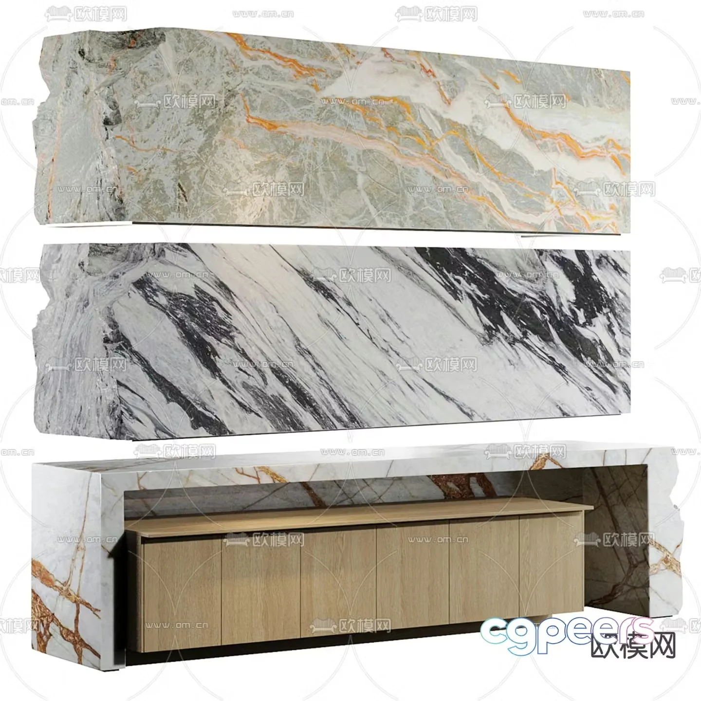 Marble front desk reception desk service desk 3d model