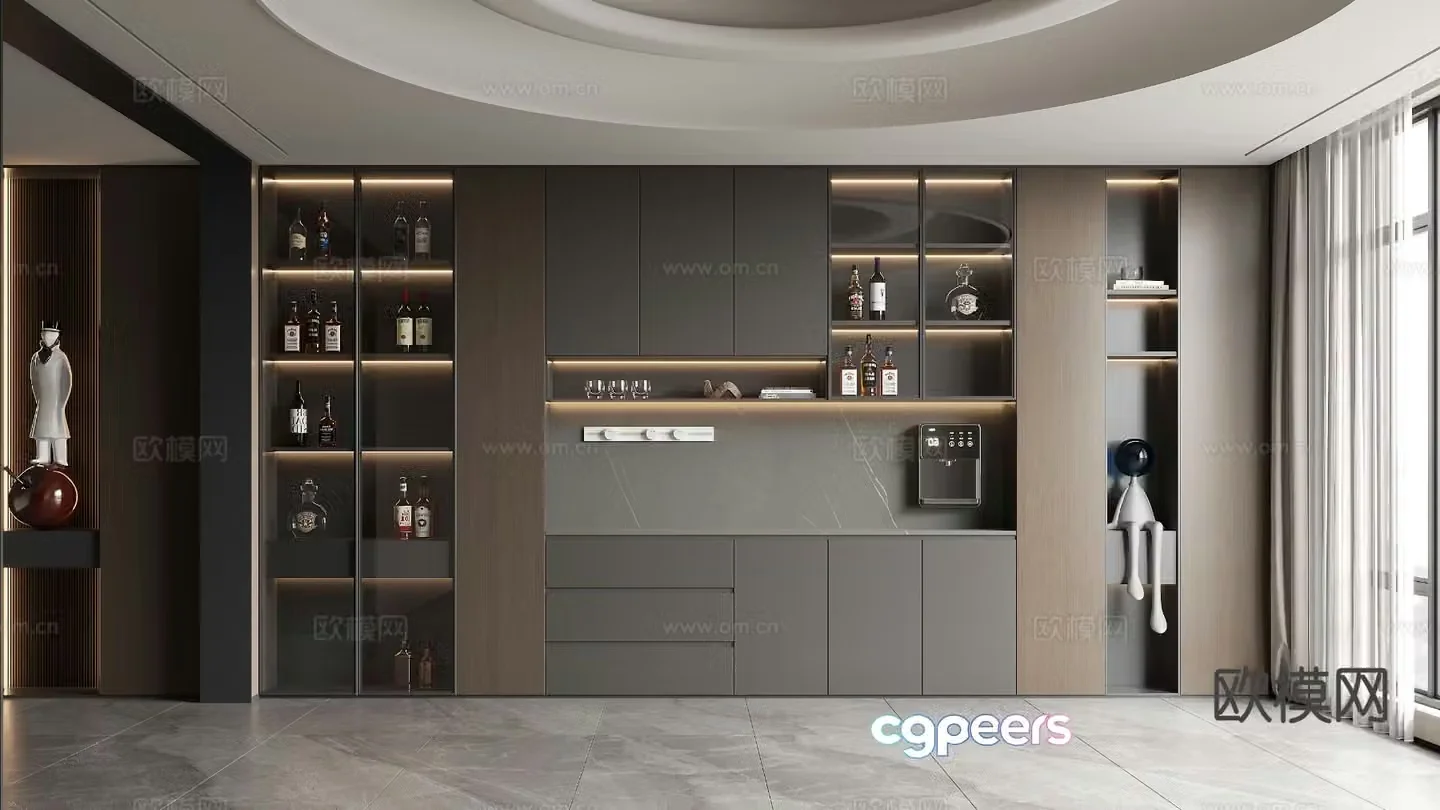 Modern wine cabinet sideboard 3d model