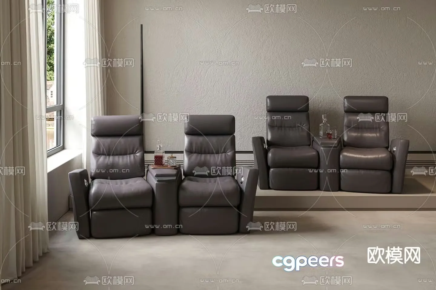 Minotti modern dark gray massage chair 3d model