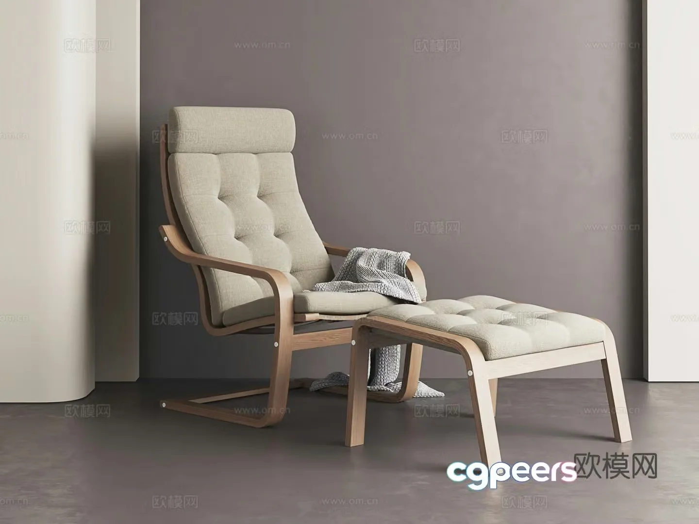 Nordic leisure chair modern lounge chair medieval style leisure chair log style lounge chair 3d model