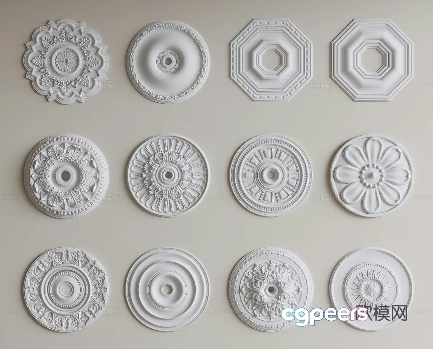 French carved lamp panel 3d model