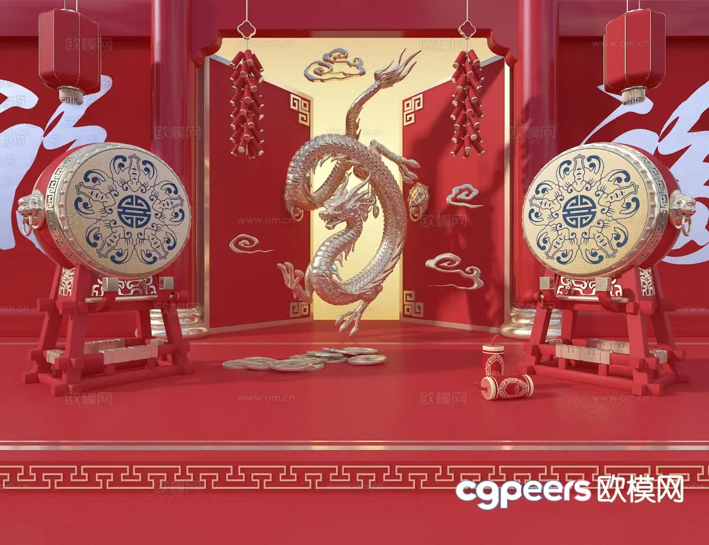 New Chinese style beauty display national trend beauty display 3D model