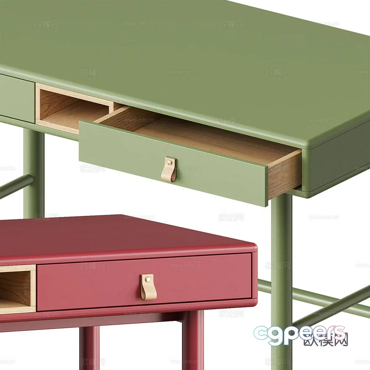 Modern Cream Style Desk 3D Model