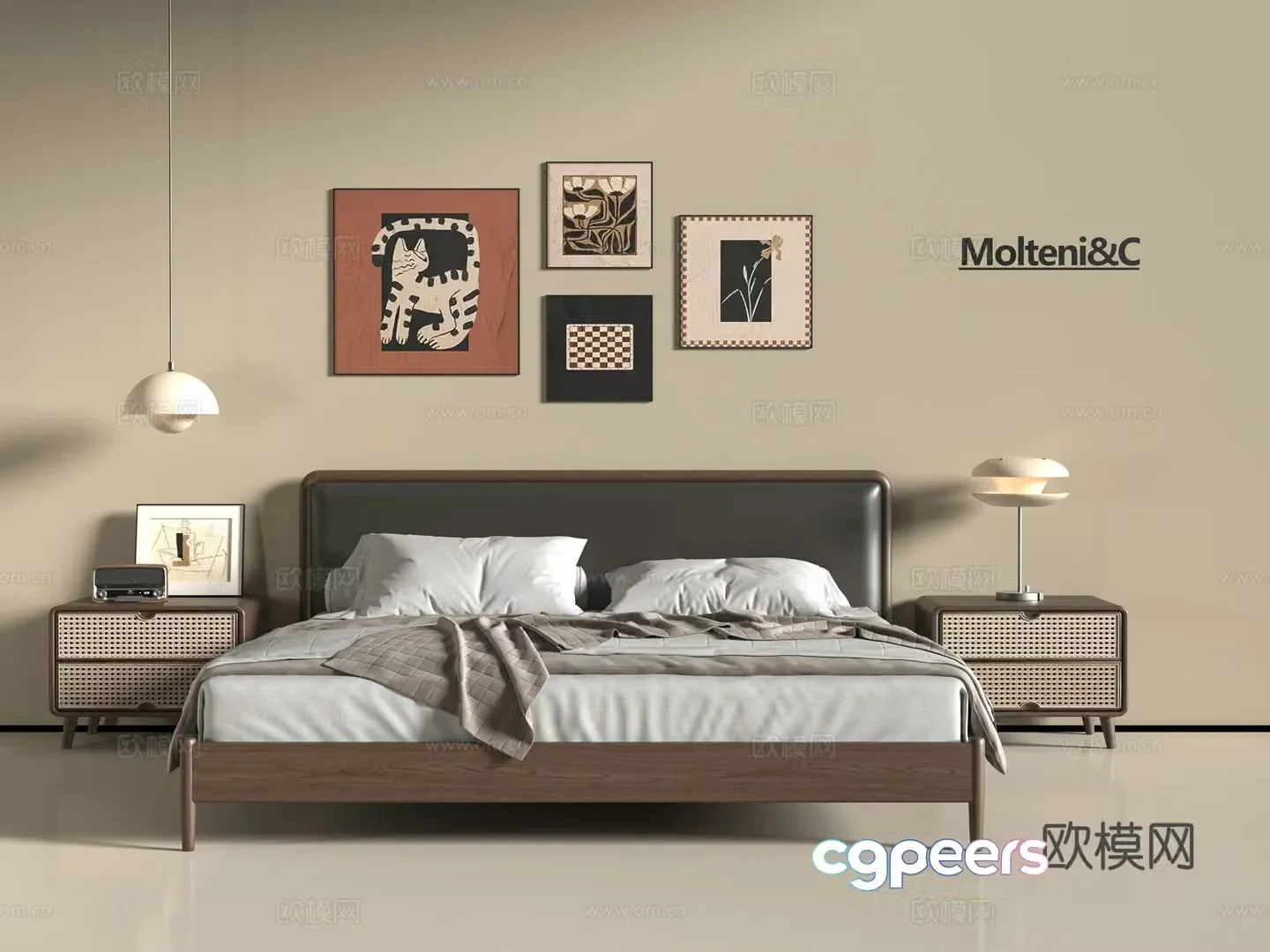 Middle-aged double bed 3D model