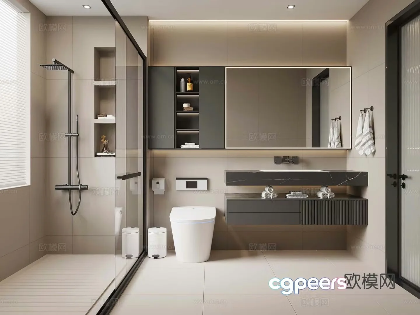 Modern bathroom bathroom cabinet toilet 3d model
