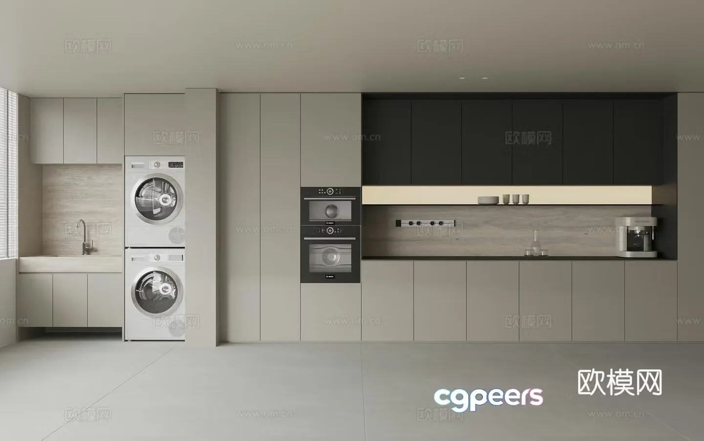 Modern sideboard dining cabinet cabinet combination washing machine cabinet combination oven combination washing and drying one 3D model
